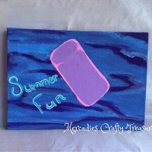 Summer Fun Abstract Canvas Art - Blue and Pink